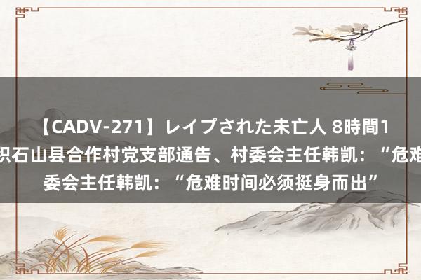 【CADV-271】レイプされた未亡人 8時間100連発！！ 甘肃省积石山县合作村党支部通告、村委会主任韩凯：“危难时间必须挺身而出”