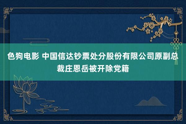 色狗电影 中国信达钞票处分股份有限公司原副总裁庄恩岳被开除党籍