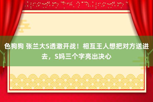 色狗狗 张兰大S透澈开战！相互王人想把对方送进去，S妈三个字亮出决心