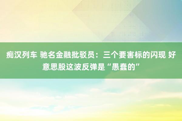 痴汉列车 驰名金融批驳员：三个要害标的闪现 好意思股这波反弹是“愚蠢的”